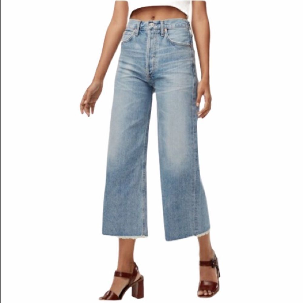 COH Emma High Rise Wide Leg Crop Jeans Blue 24
